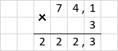 Множення 74,1 · 3 = 222,3 стовпчиком