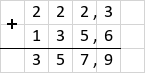 Додавання 222,3 + 135,6 = 357,9 стовпчиком
