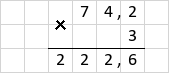 Множення 74,2 · 3 = 222,6 стовпчиком